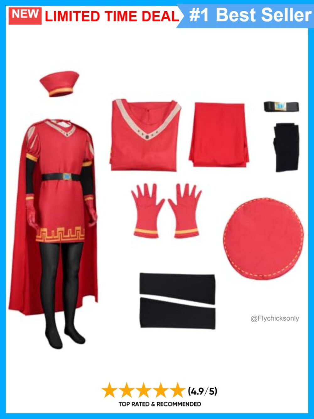 Men's Medieval Ruler Costume Set Tunic Cape Hat Cosplay Halloween